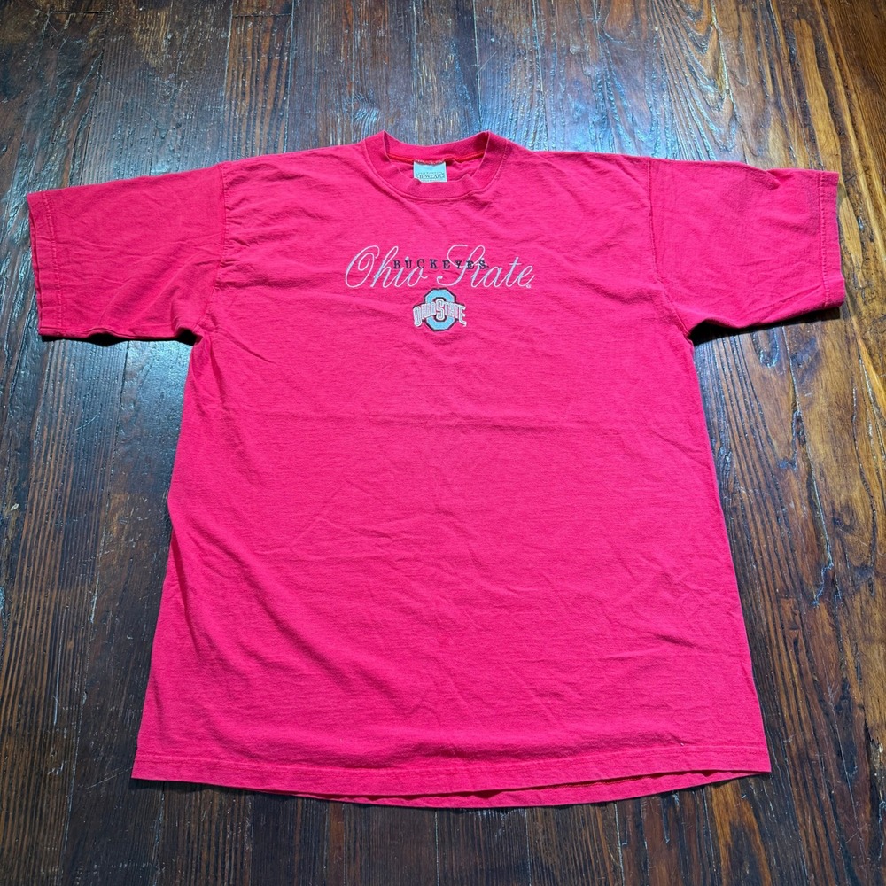 Vintage Ohio State Buckeyes T Shirt Mens XL Red Embroidered Made in USA 90s